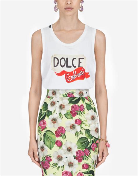 dolce gabbana white top|dolce & gabbana tank top.